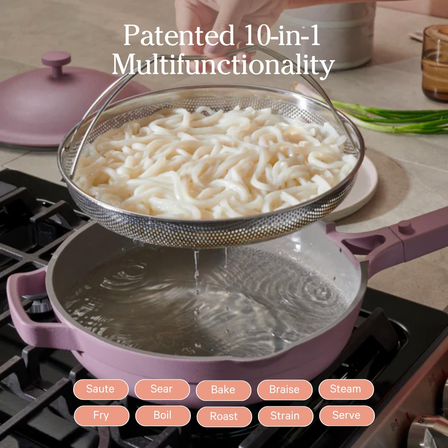 10.5-Inch Ceramic Nonstick Skillet Pan, Toxin-Free with Stainless Steel Handle, Oven Safe   Lavender