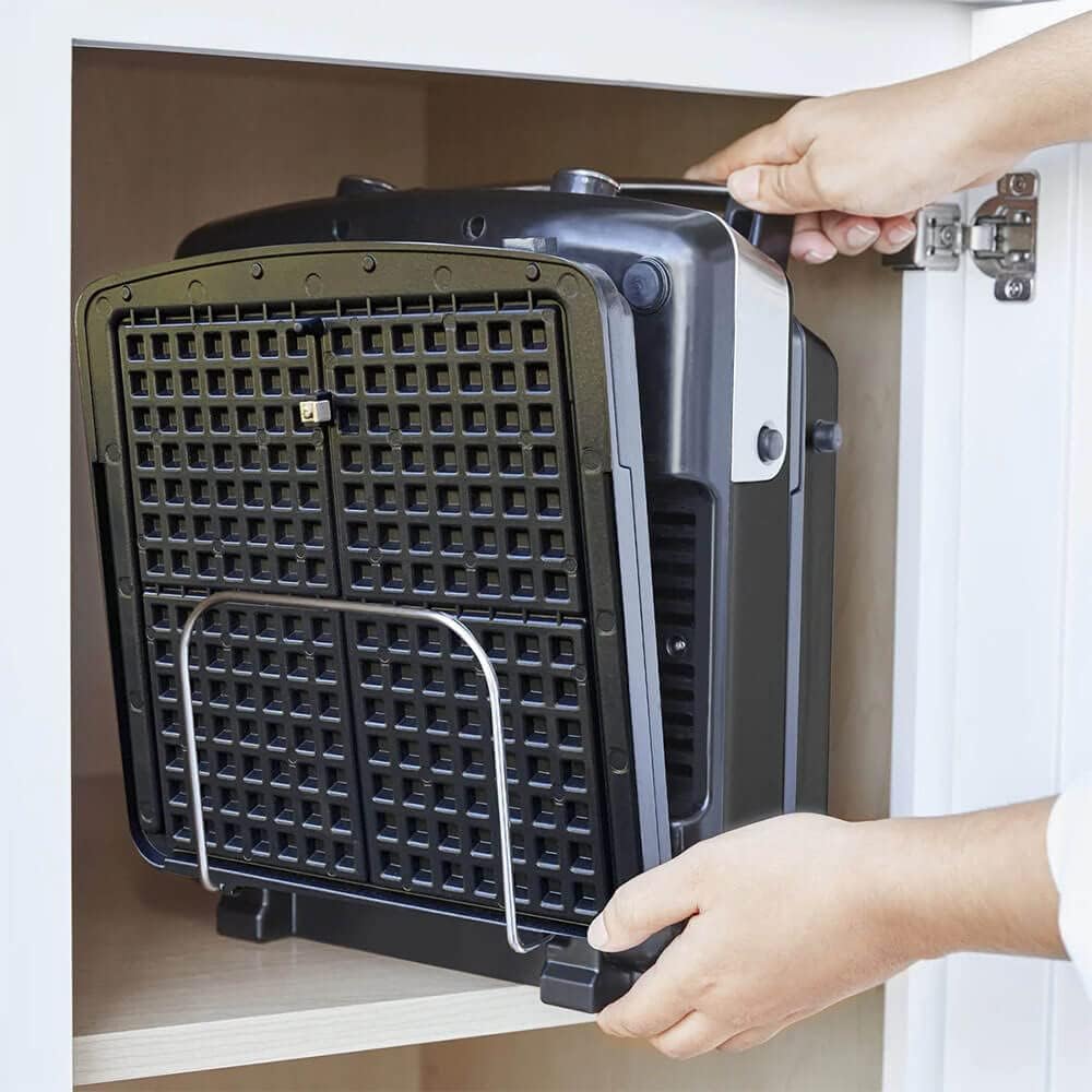 Elite 4-Square Belgian & Classic Waffle Iron, Healthy Ceramic Nonstick Aluminum Dishwasher Safe Plates, Adjustable Shade/Crunch Control, Wont Overflow, Easy Cleanup Breakfast,