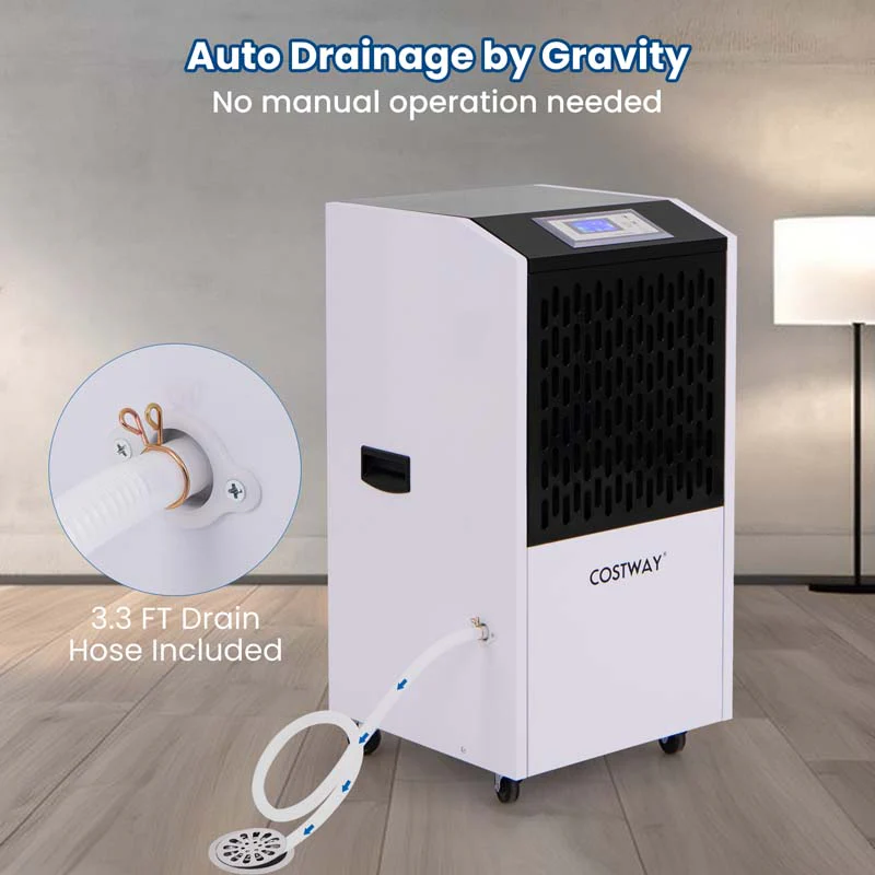 250 Pints Portable Commercial Dehumidifier with Drain Hose & 4 Wheels, Heavy Duty Industrial Dehumidifier for Basement Warehouse