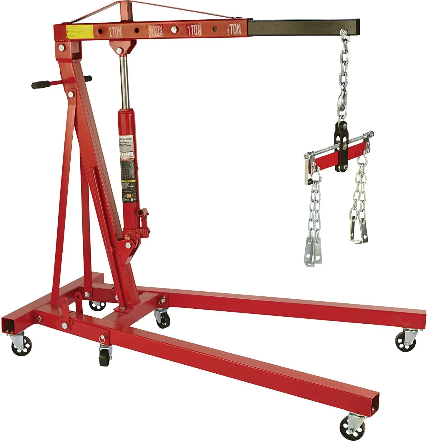 Strongway Hydraulic Engine Hoist with Load Leveler �C 2-Ton Capacity, 1in.-82 5/8in. Lift Range