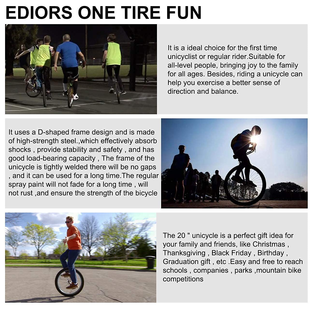 SUDOO Unicycle Skidproof Adjustable Exercise