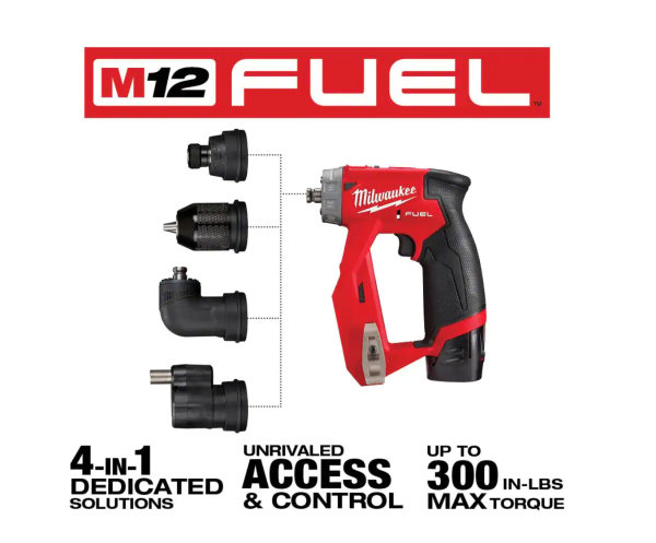 2505-22-48-11-2460 M12 FUEL 12-Volt Lithium-Ion Brushless Cordless 4-in-1 Interchangeable 3/8 in. Drill Driver Kit with 6.0 Ah Battery