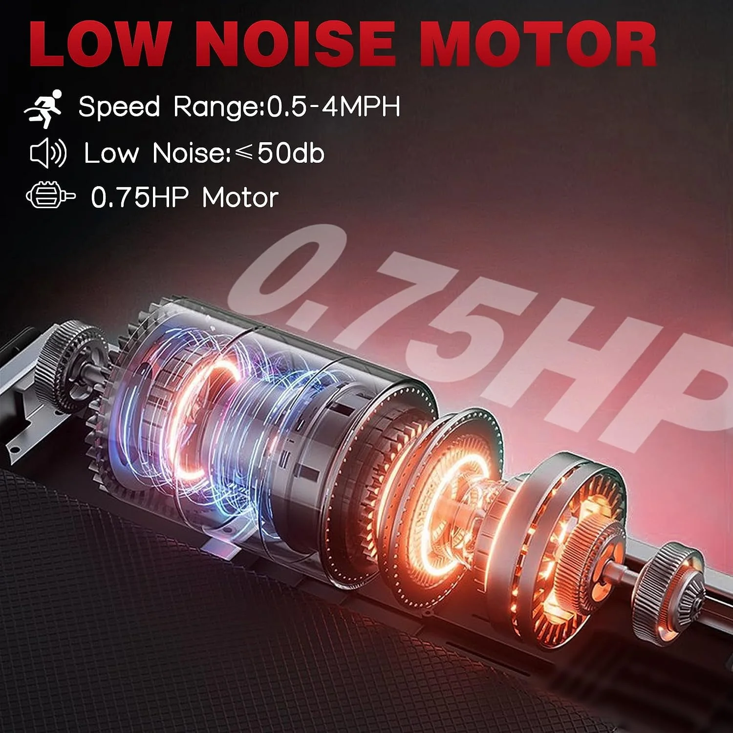 Superjoe Walking Pad Treadmill Under Desk 2 in 1 with Remote Control & Removable Handrails, Under Desk Treadmills for Home Exercise, Walking Running Jogging Machine LED Display Free Installation, Red