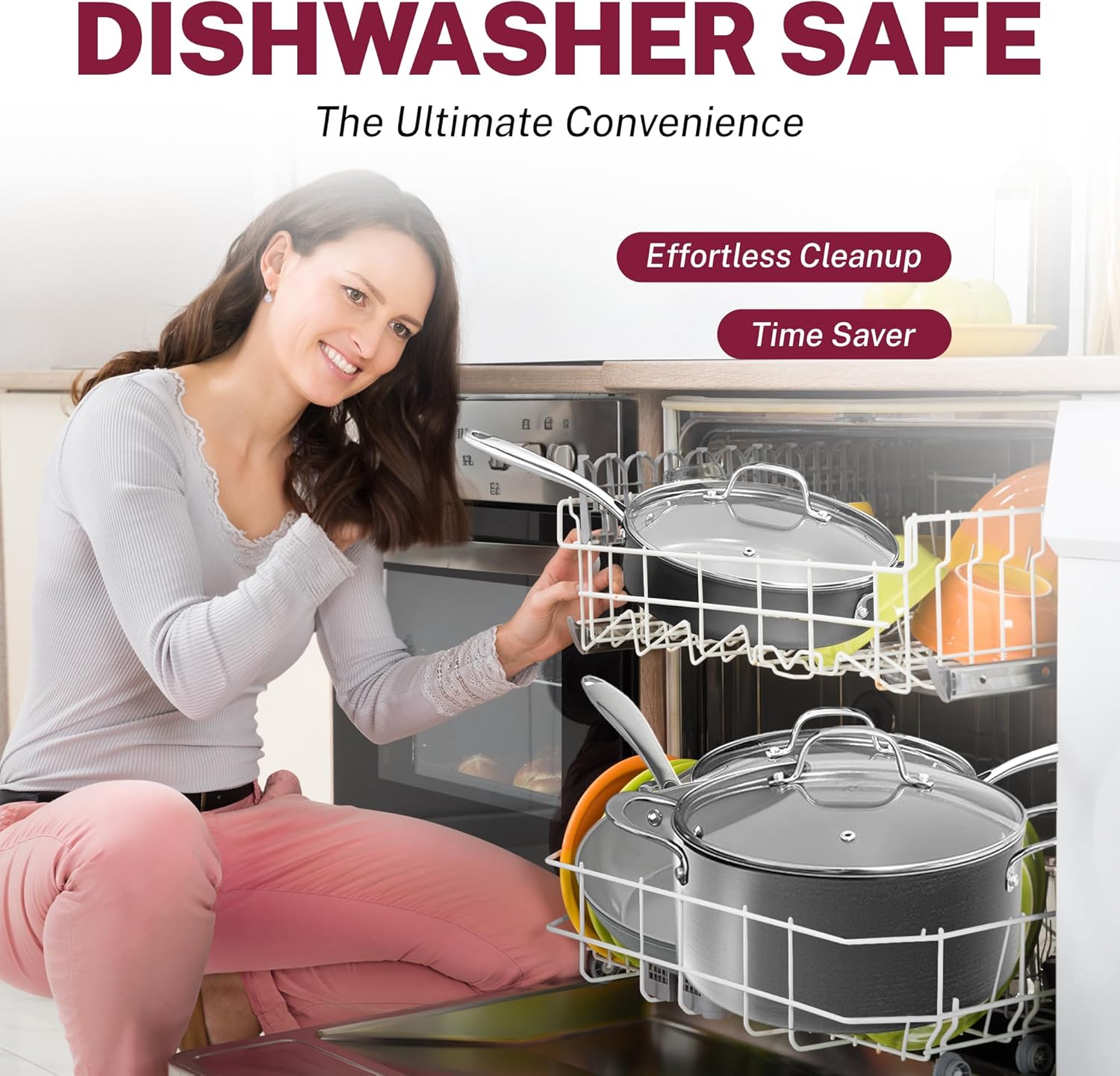 13 Pc Ceramic Pots and Pans Set Non Stick Cookware Set, Kitchen Cookware Sets, Pot and Pan Set, Hard Anodized Ceramic Cookware Set, Nonstick Cookware Set, Dishwasher Safe