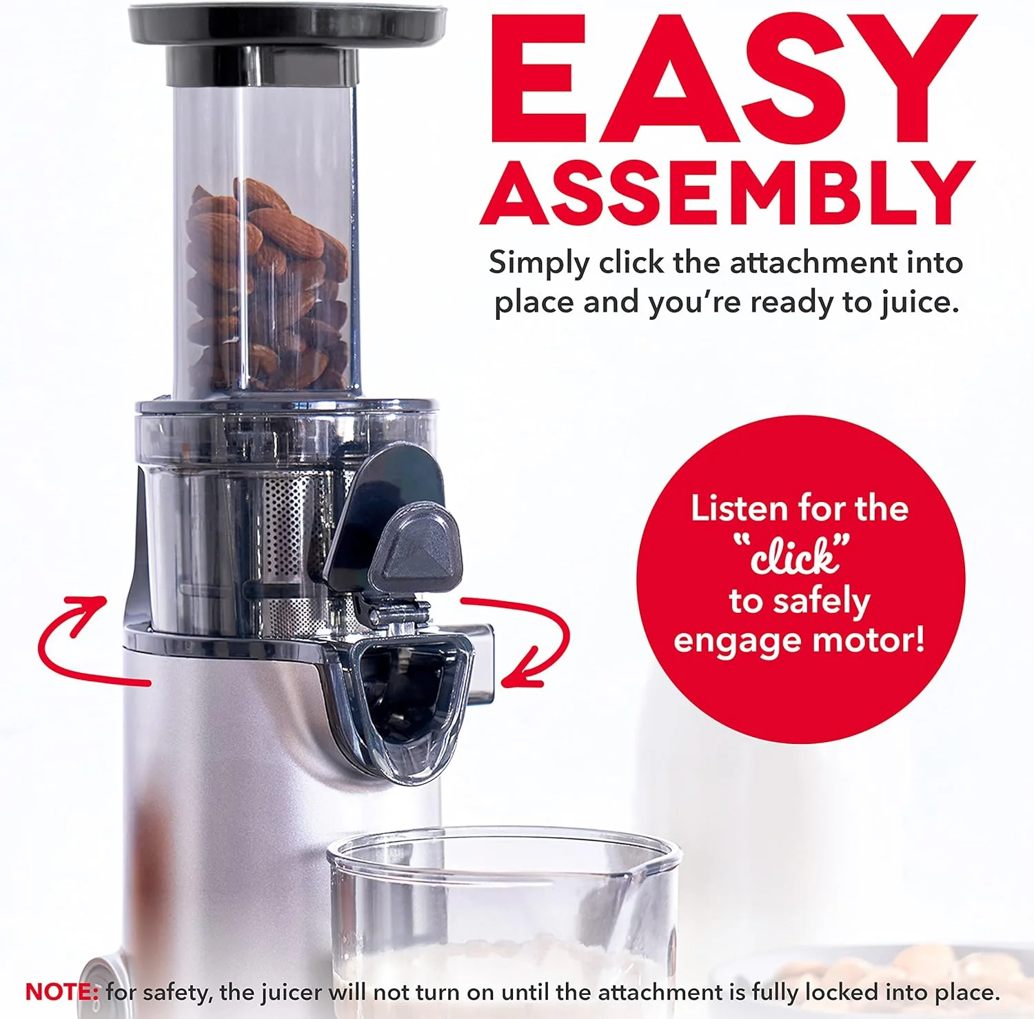 DASH Deluxe Compact Masticating Slow Juicer, Easy to Clean Cold Press Juicer with Brush, Pulp Measuring Cup, Frozen Attachment and Juice Recipe Guide - Graphite