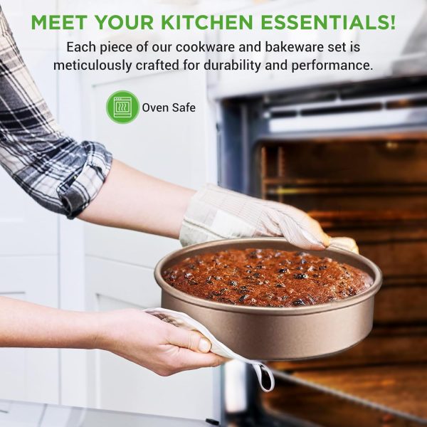 20-Piece Nonstick Kitchen Cookware Set PFOA/PFOS-Free Heat Resistant Lacquer Kitchen Ware Pots Baking Pan Set w/ Saucepan, Frying Pans, Cooking Pots, Oven Pot, Lids, Utensil NCCW20S