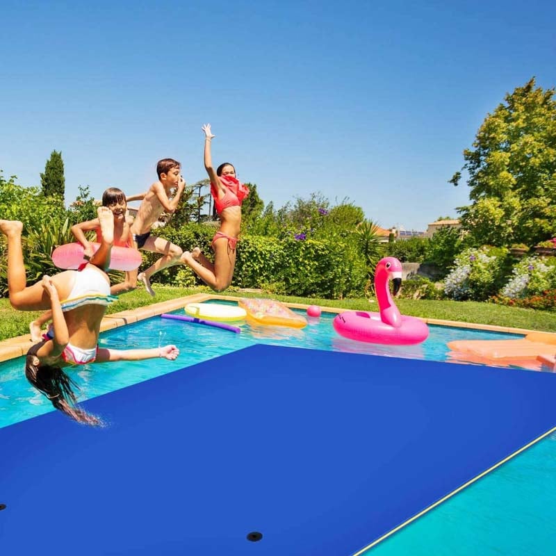 18 x 6 FT Floating Water Pad, 3-Layer XPE Foam Water Mat with Rolling Pillow, Floating Island for River Lake Ocean