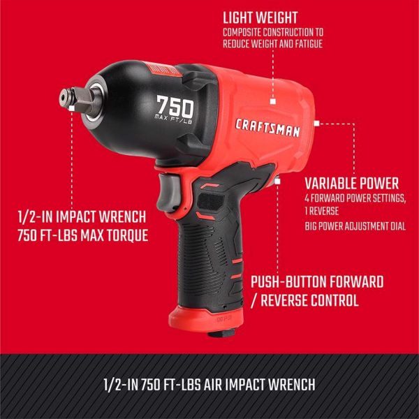 1/2 in. Air Impact Wrench 750 ft/lb