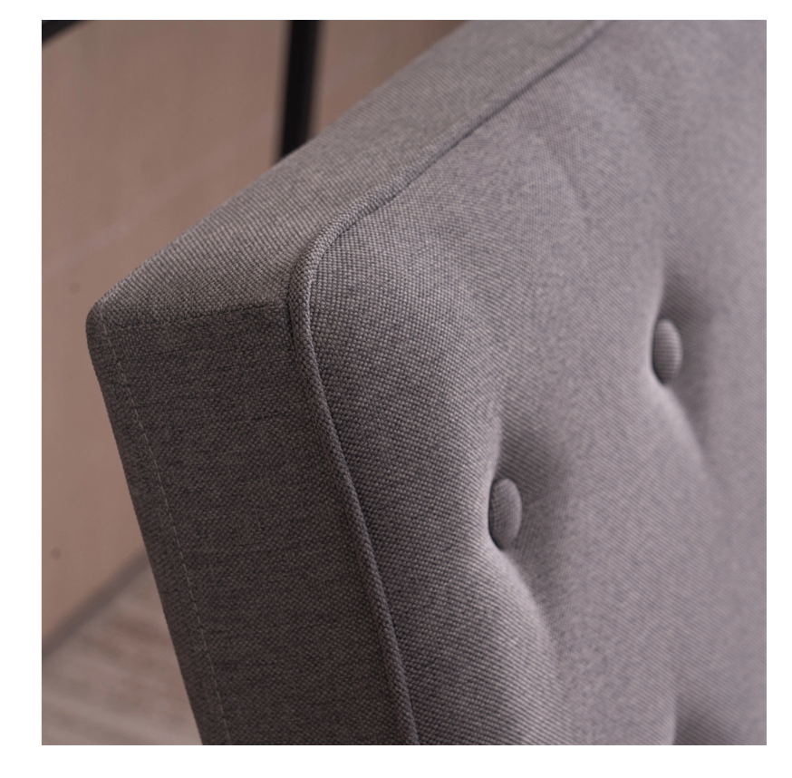 (75 x 69 x 84) cm Retro Modern Wooden Single Chair, Grey Fabric