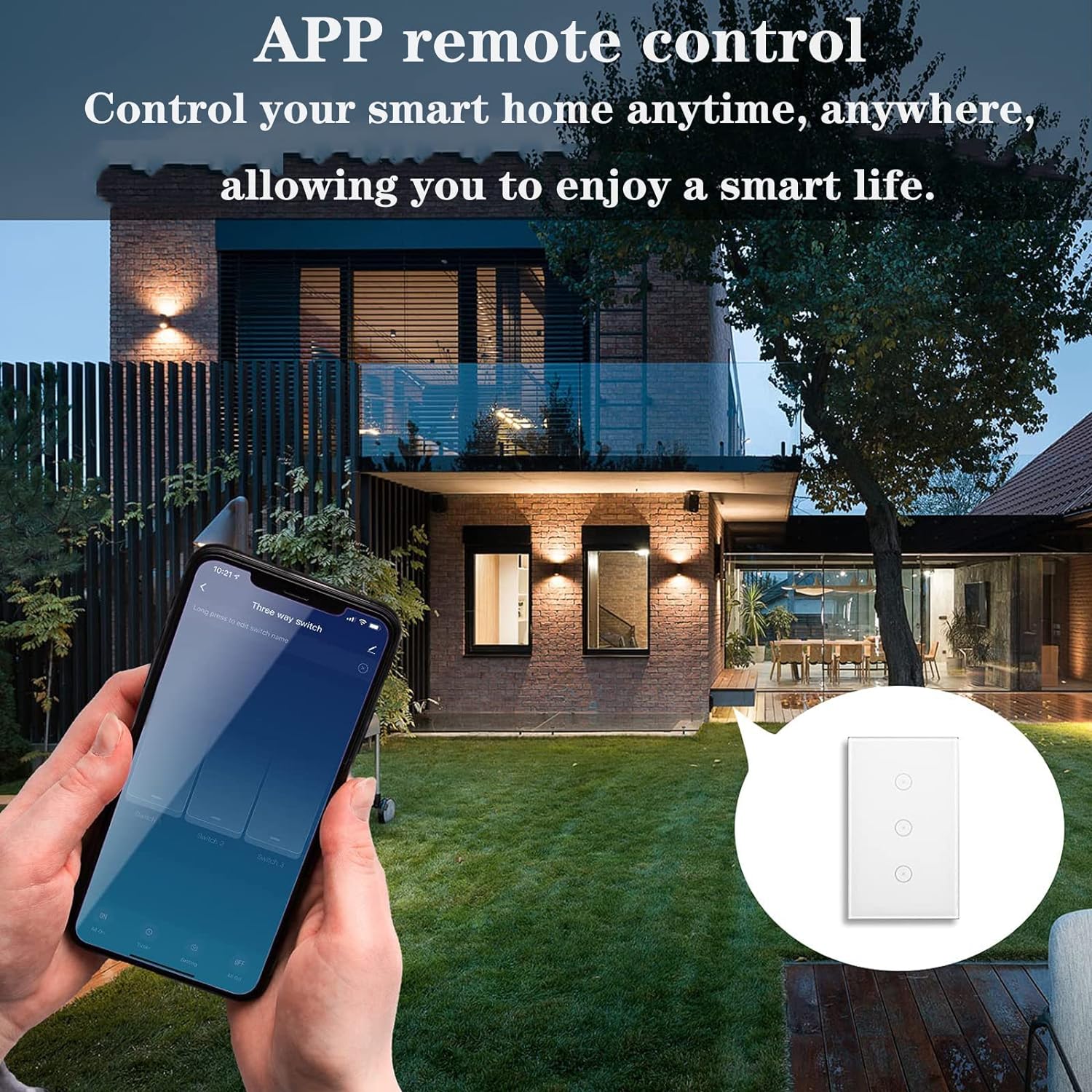 Jinvoo Smart 3-Gang Wall Light Switch, Touch Panel, Alexa & Google Home Compatible, No Hub Needed, 2-Pack, Black