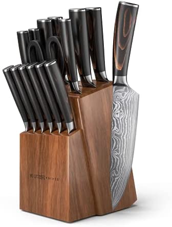 Yatoshi 7 Knife Block Set – Pro Kitchen Knife Set Ultra Sharp High Carbon Stainless Steel with Ergonomic Handle