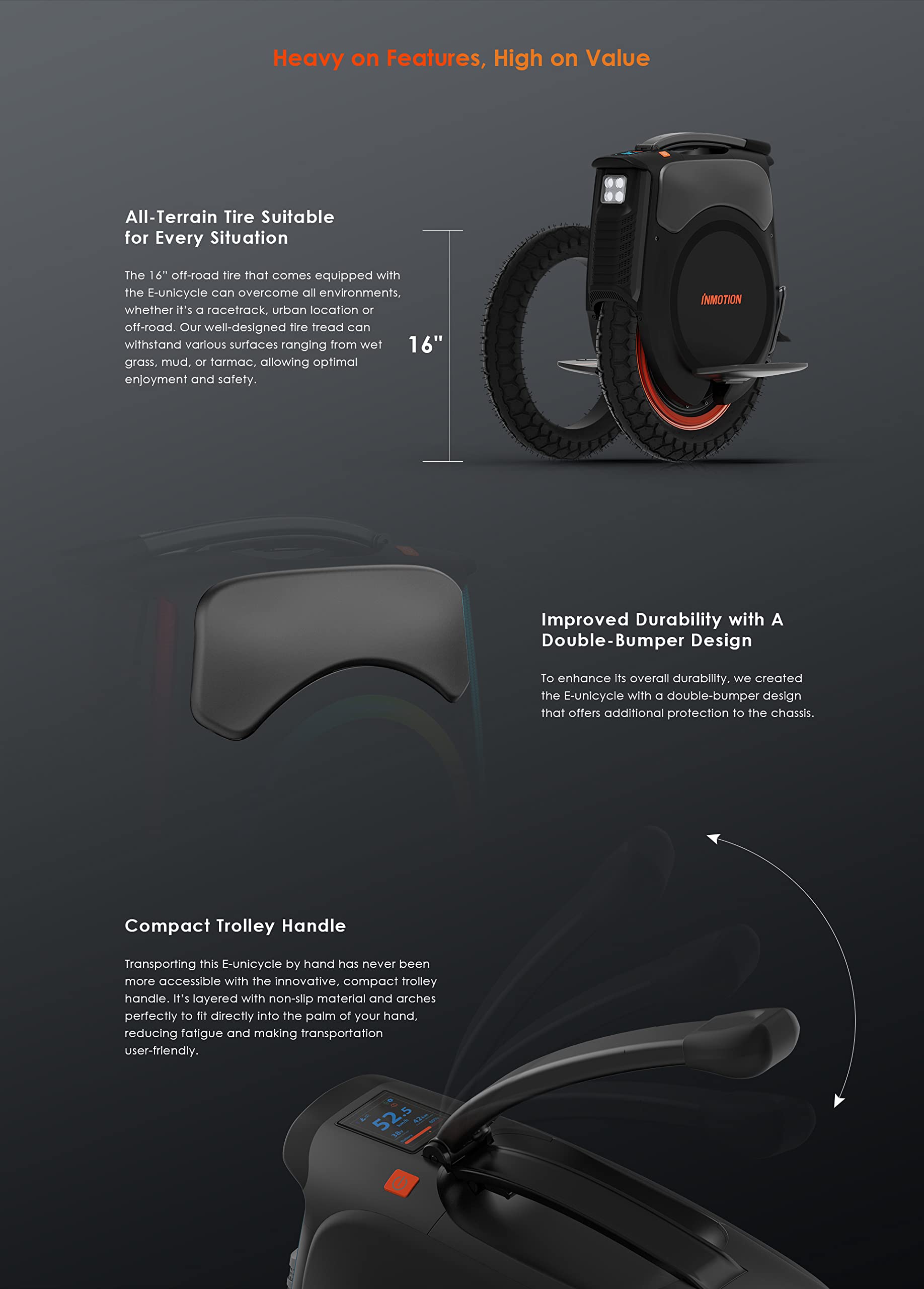 InMotion V12HT Electric Unicycle Self Balancing