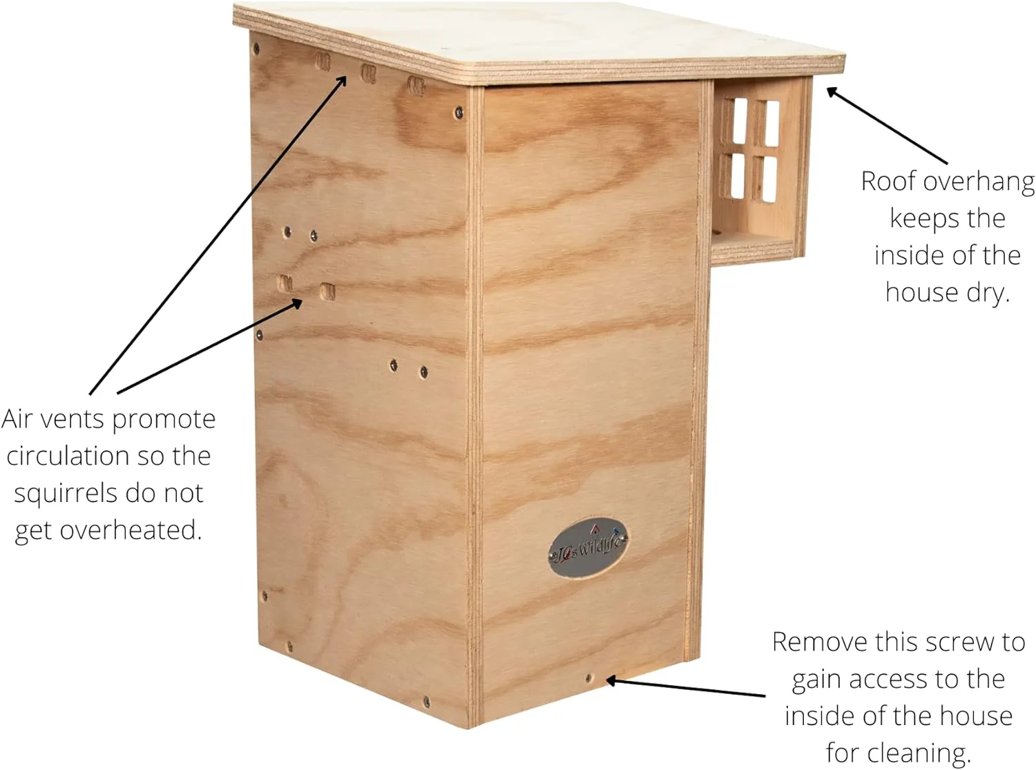 JCs Wildlife Plywood Squirrel House Nesting Box