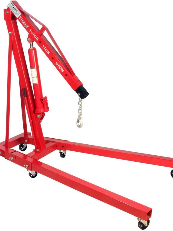 Dragway Tools 2 Ton Folding Hydraulic Engine Hoist Cherry Picker Shop Crane Hoist Lift with 6 Fully Rotating Caster Wheels