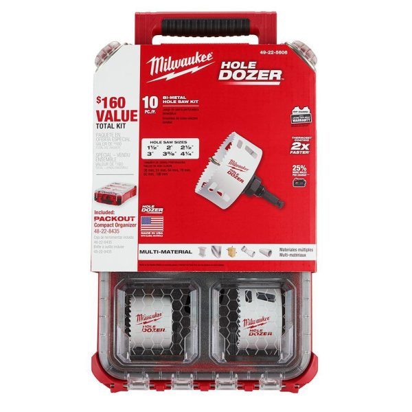 110-Piece Hole Dozer Bi-Metal Hole Saw Set   SHOCKWAVE Driver Bit Set