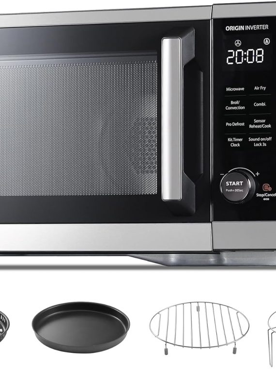 Countertop Microwave Oven Air Fryer Combo, Inverter, Convection, Broil, Speedy Combi, Even Defrost, Humidity Sensor, Mute Function, 27 Auto Menu&47 Recipes, 1.0 cu.ft/30QT, 1000W