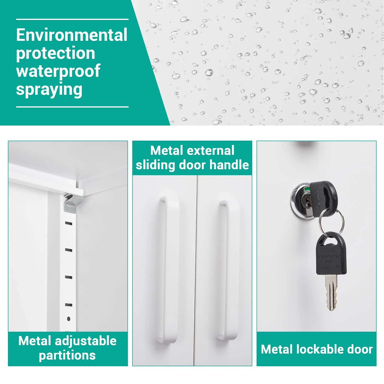 Metal Garage Storage Cabinet with 2 Doors and 4 Adjustable Shelves 72