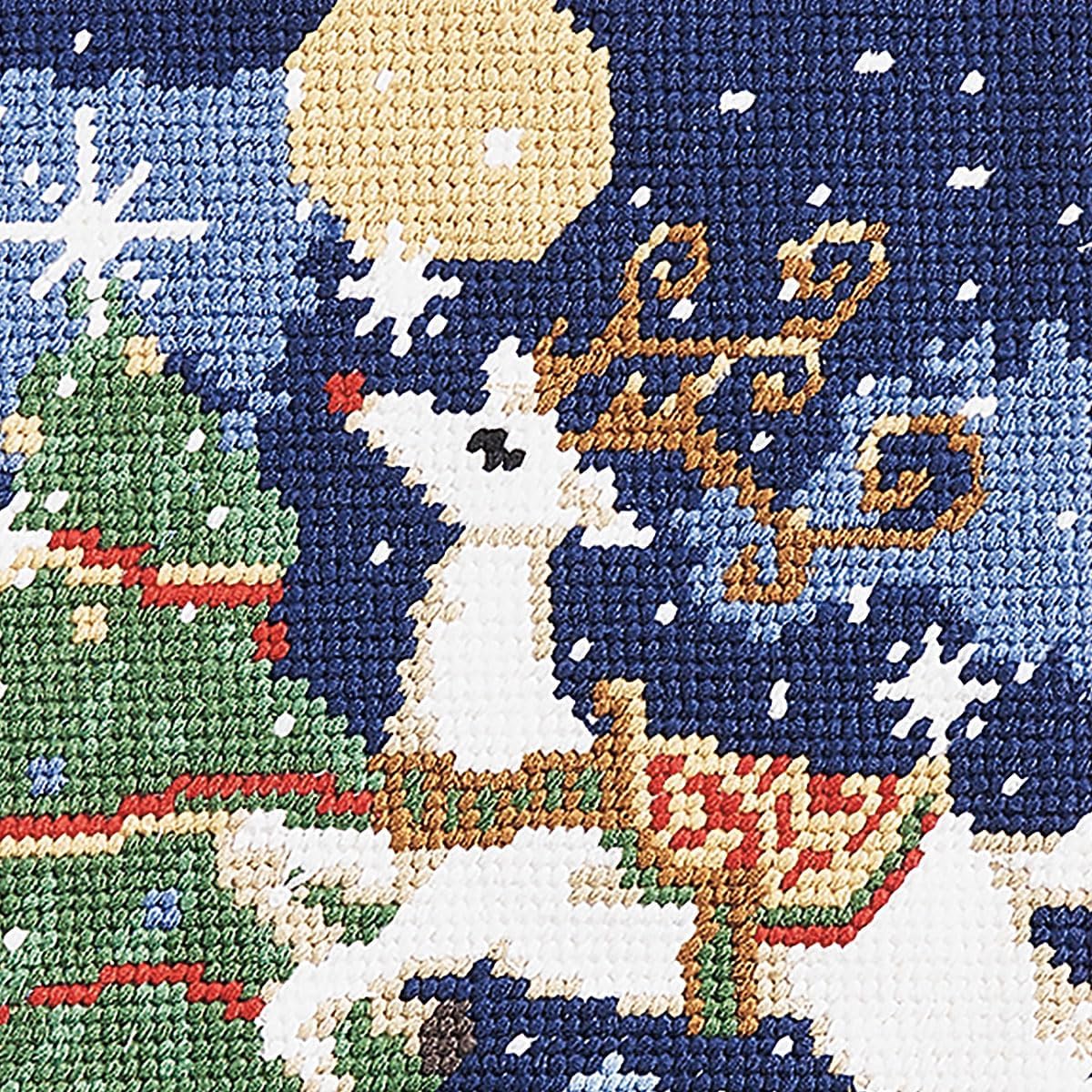 Lillian Vernon Personalized Needlepoint Reindeer Stocking - Heirloom Christmas Stocking, 100% Wool, 9.5” W x 17” L