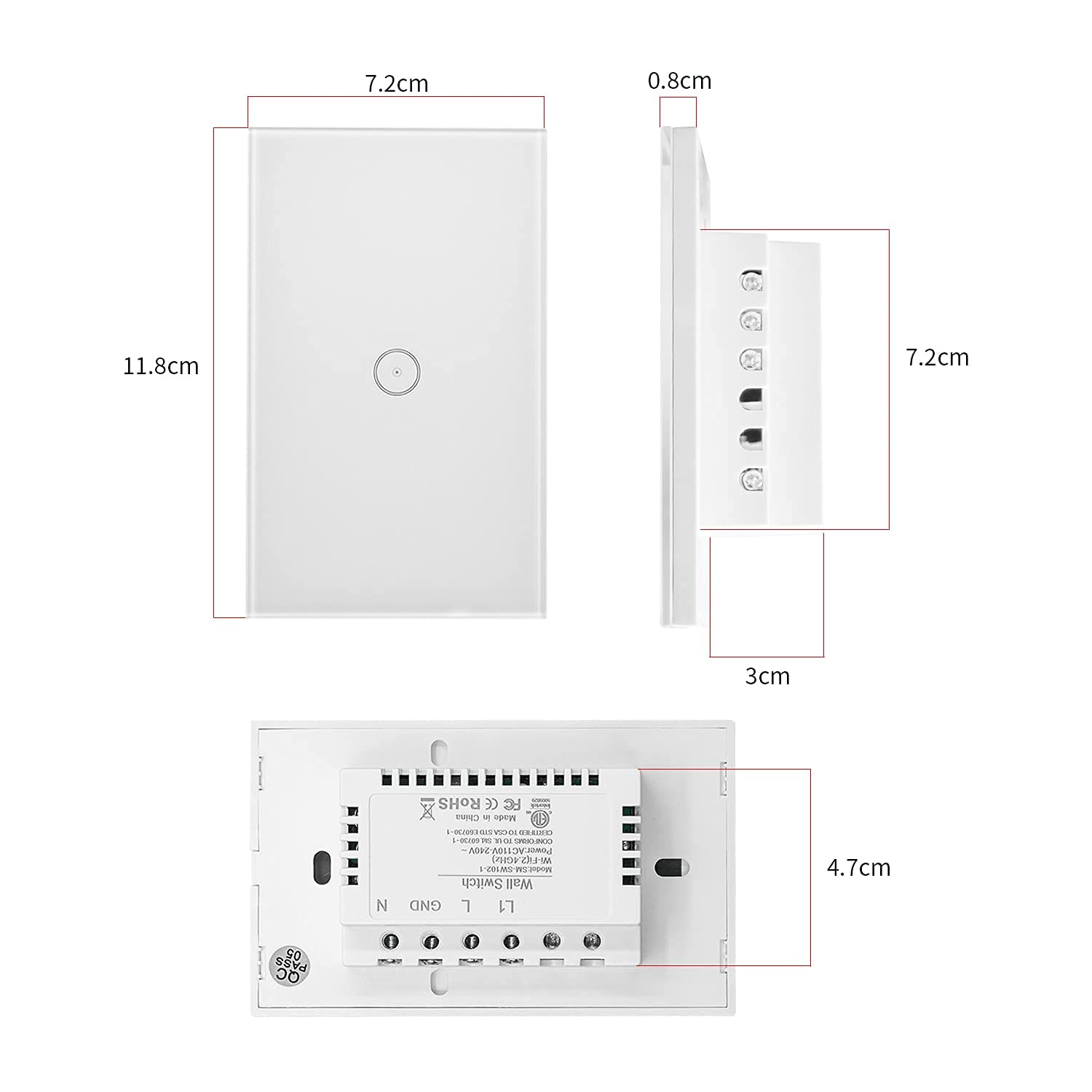 Jinvoo Smart 3-Gang Wall Light Switch, Touch Panel, Alexa & Google Home Compatible, No Hub Needed, 2-Pack, Black