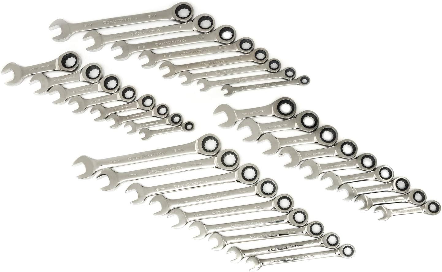 34 Pc. Standard    Ratcheting Wrench Set, SAE   Metric   85034
