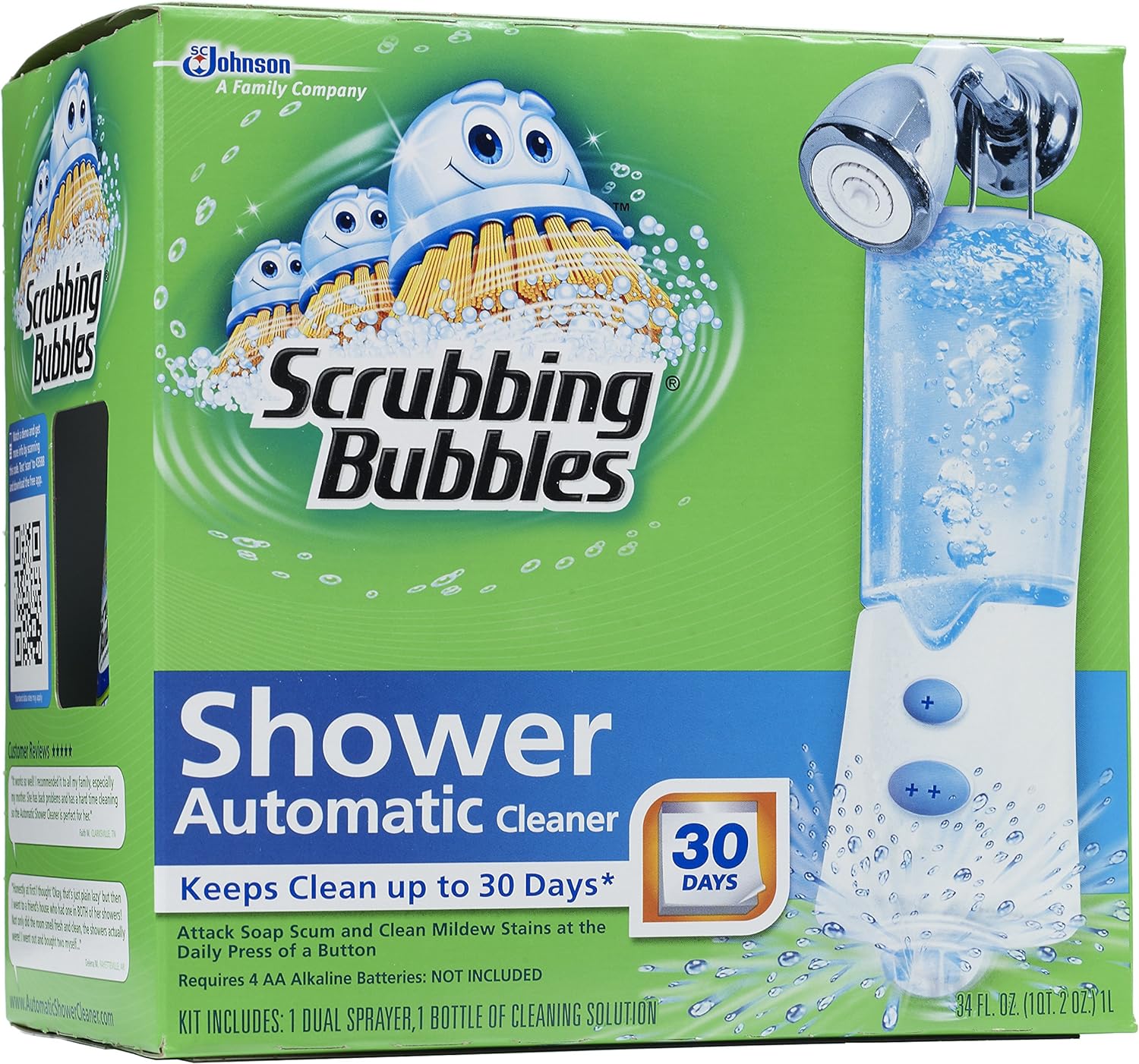 Scrubbing Bubbles Automatic Shower Cleaner Starter Kit, 34 oz Spray, Fresh Scent, 30-Day Clean