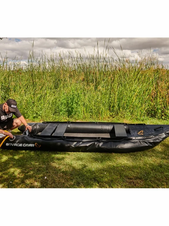 2 Person Inflatable Kayak Fishing PVC Boat �C 130�� x 43�� x 11.8�� with Aluminum Alloy Seat, Paddle, Inflatable Mat, Repair Kit, Fin