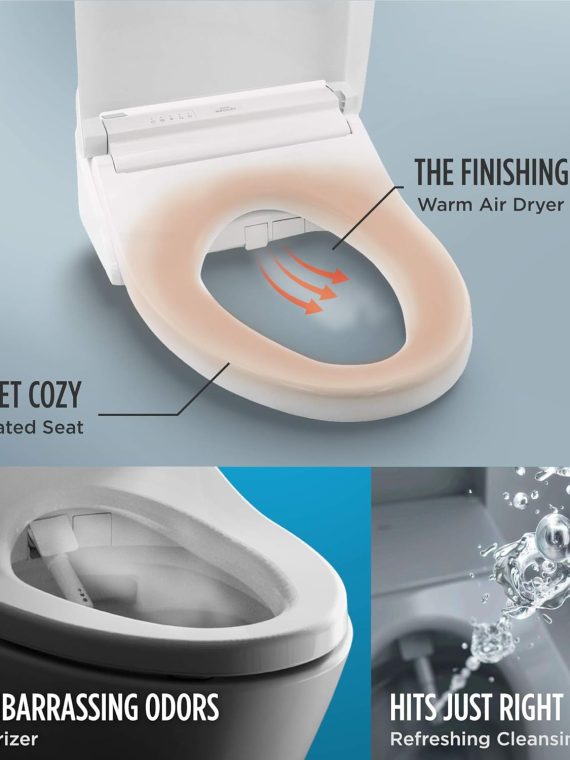 C5 Electronic Bidet Toilet Seat with and + Wand Cleaning, Elongated, Cotton White