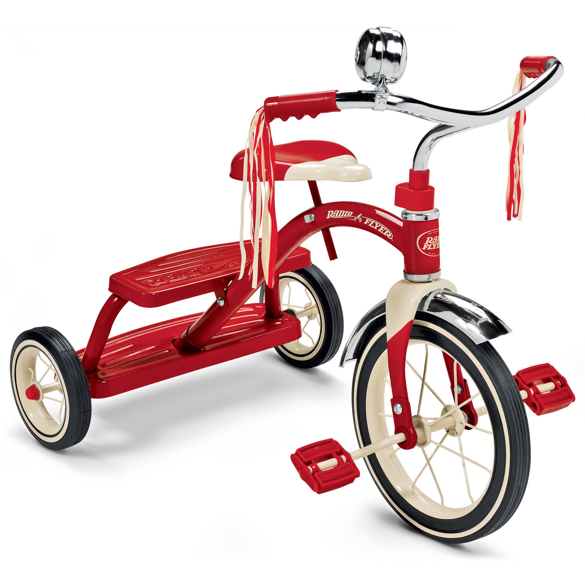 , Classic Red Dual Deck Tricycle, 12  Front Wheel, Red