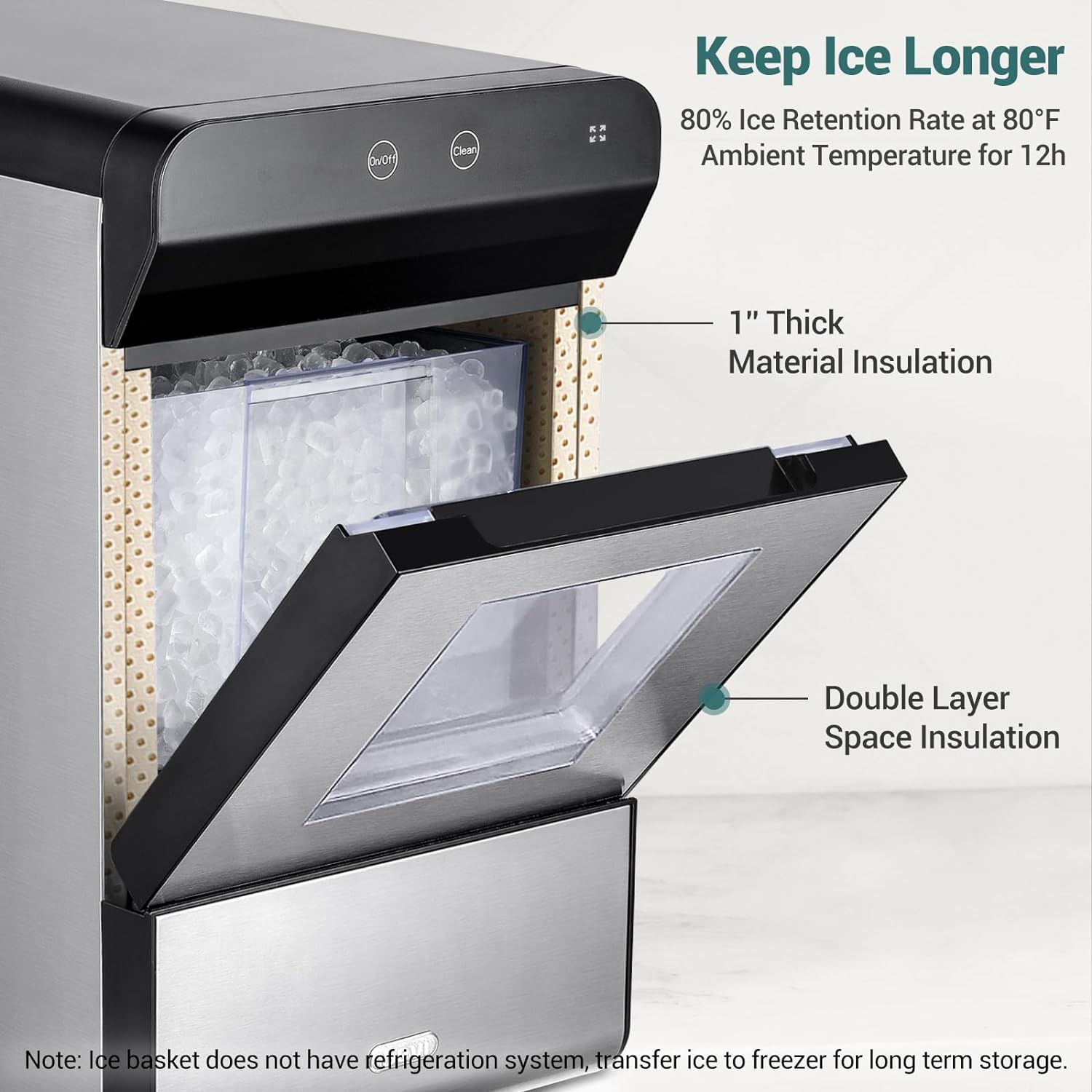 V2.0 Countertop Gemi Nugget Ice Maker | Self-Cleaning Pellet Ice Machine | Open and Pour Water Refill | Stainless Steel Housing | Fit Under Wall Cabinet | White
