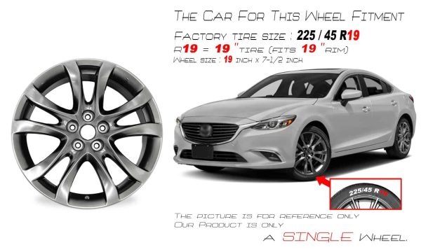 19 19 7.5 Automotive Rim New Single Wheel for Mazda 6 2014 2017 Dark Hyper Silver OEM Quality Replacement