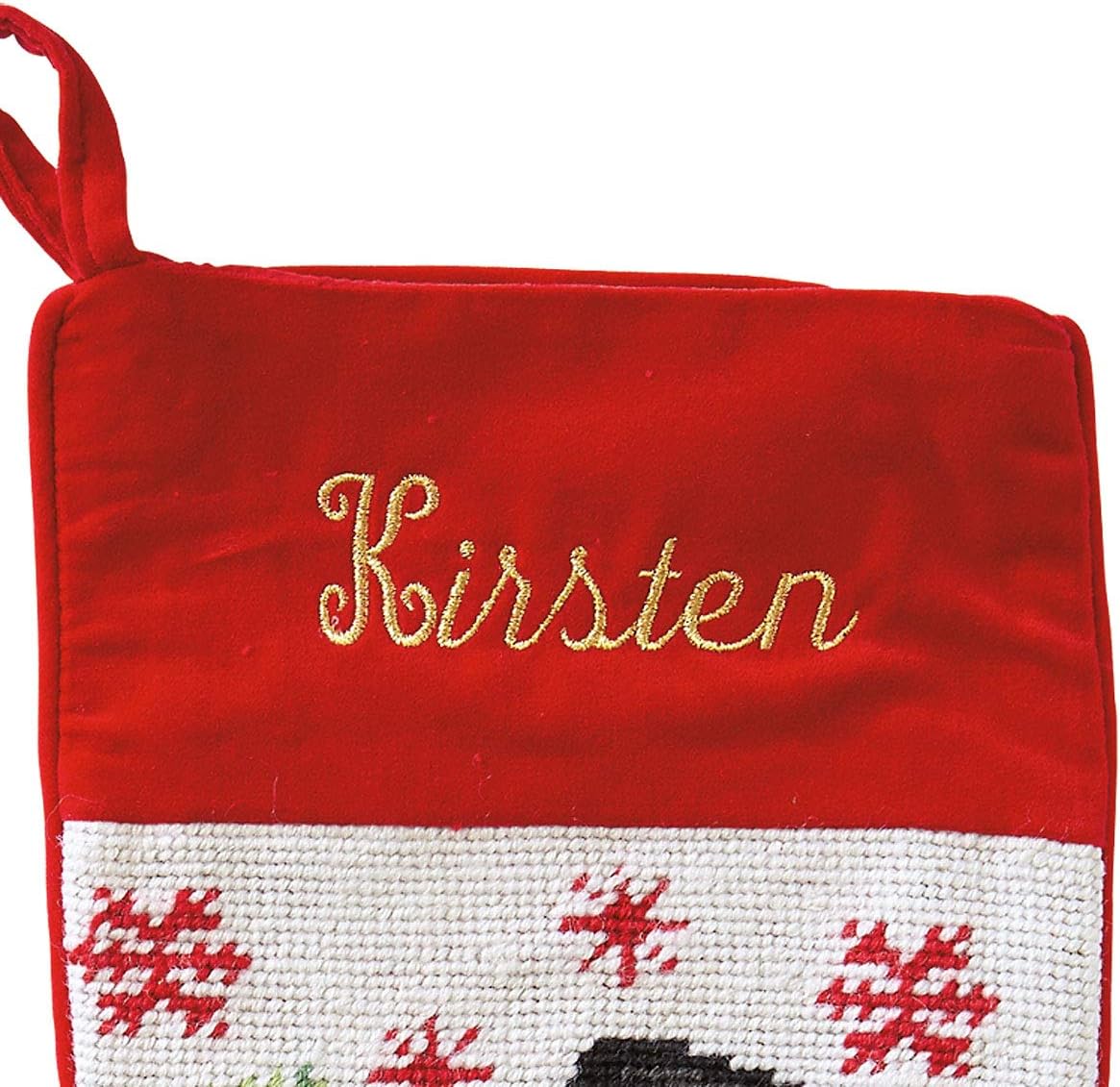 Lillian Vernon Personalized Needlepoint Reindeer Stocking - Heirloom Christmas Stocking, 100% Wool, 9.5” W x 17” L