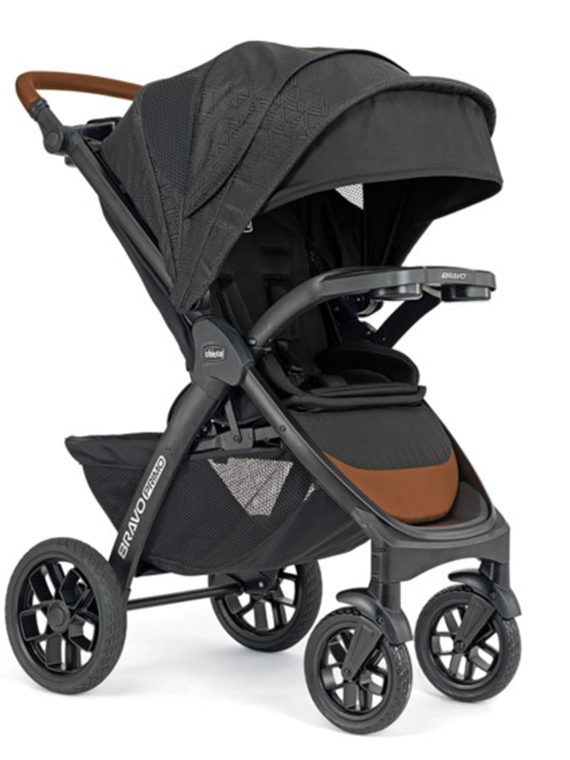 Chicco Bravo Primo Trio Quick-Fold Stroller Travel System, Springhill/Black