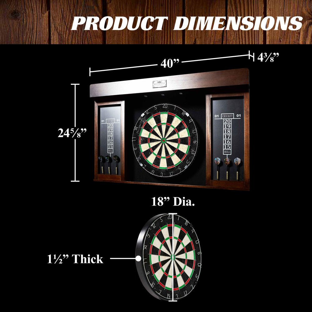 Barrington 40′�?Dartboard Cabinet with LED Lights, Self-Healing Board, Includes 6 Darts & Scoreboards