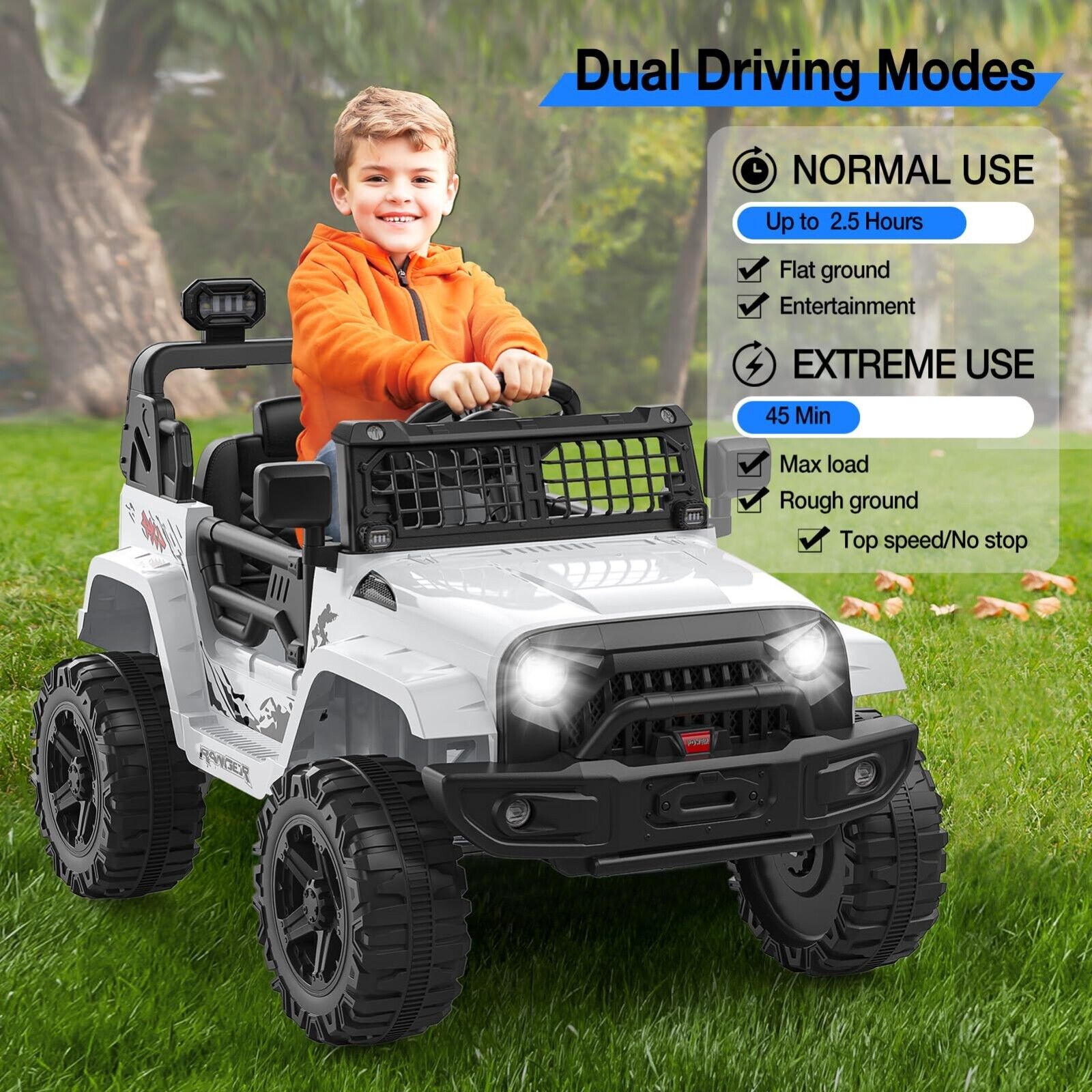 12V Kids Car Power Wheels Ride-on Truck Vehicle with Remote Control &LED Light