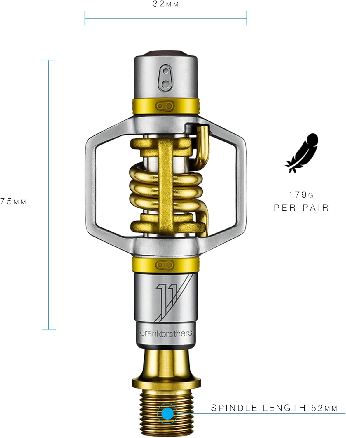 Crankbrothers Eggbeater 11 Titanium Road Bike Pedals, Gold, Lightweight, Unisex Adult