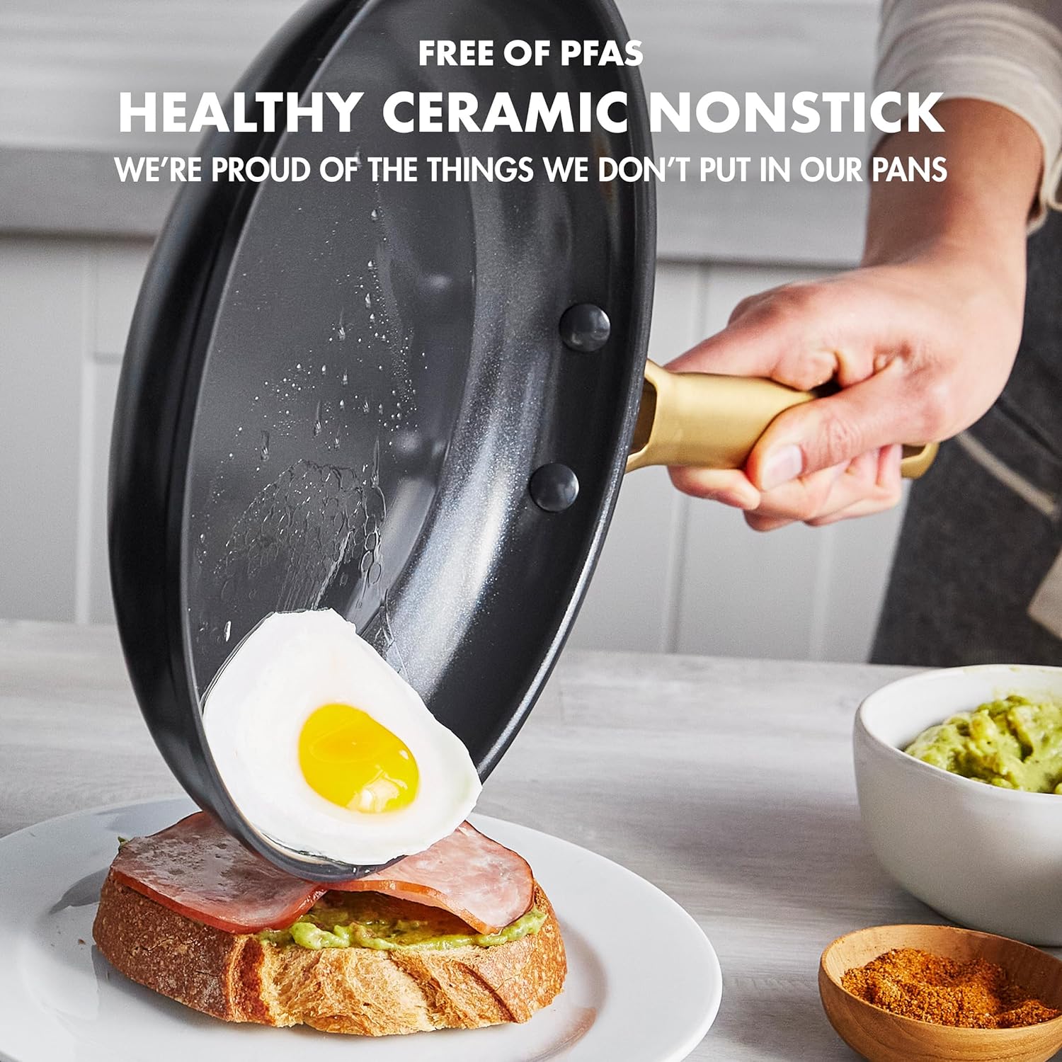 Reserve Hard Anodized Healthy Ceramic Nonstick 10 Piece Cookware Pots and Pans Set, Gold Handle, PFAS-Free, Dishwasher Safe, Oven Safe, Black