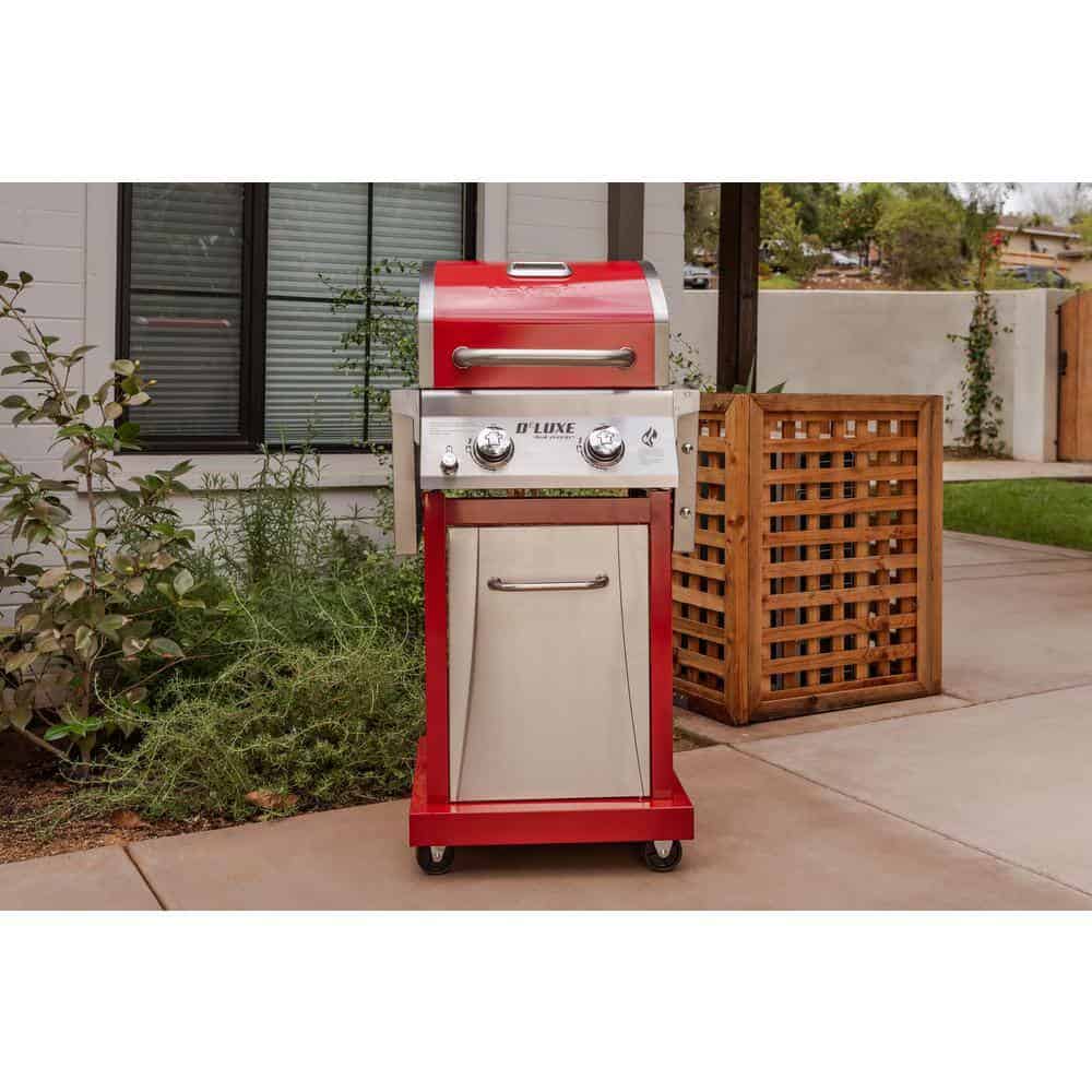 Nexgrill Deluxe 2-Burner Propane Gas Grill, Red �?Stainless Steel, 28,000 BTUs, Compact Design