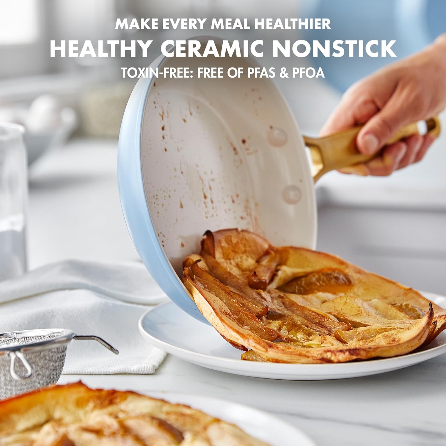 Reserve Hard Anodized Healthy Ceramic Nonstick 10 Piece Cookware Pots and Pans Set, Gold Handle, PFAS-Free, Dishwasher Safe, Oven Safe, Black