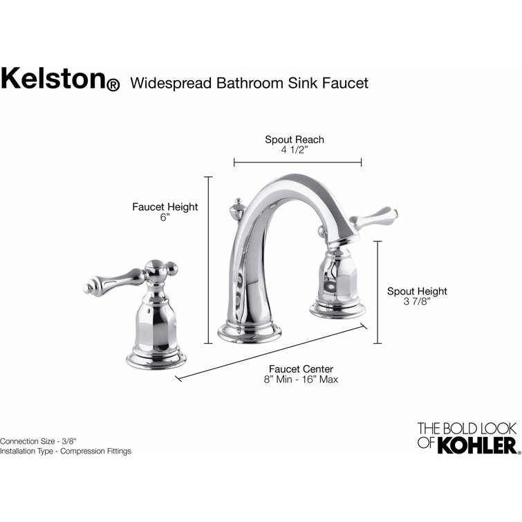 13491-4-CP Kelston Widespread Bathroom Faucet with Drain Assembly
