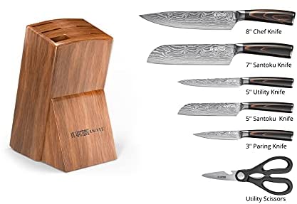 Yatoshi 7 Knife Block Set – Pro Kitchen Knife Set Ultra Sharp High Carbon Stainless Steel with Ergonomic Handle