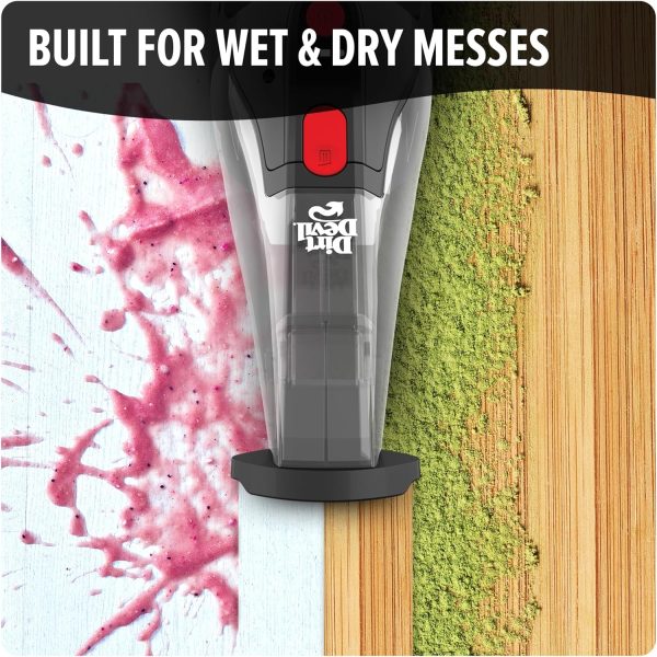 16V Cordless Handheld Vacuum Cleaner with Crevice Tool, Powerful Suction Portable Lightweight Design, for Wet and Dry Pick-Ups, BD30400V, Black