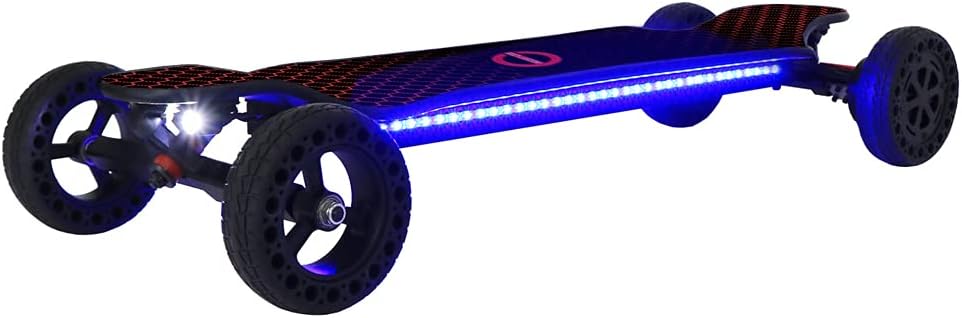 Electric Skateboard 4000 Watts | 12S3P | 35 mph | 22 Mile Range | 6′′ Wheels | Cool Lights | – Black