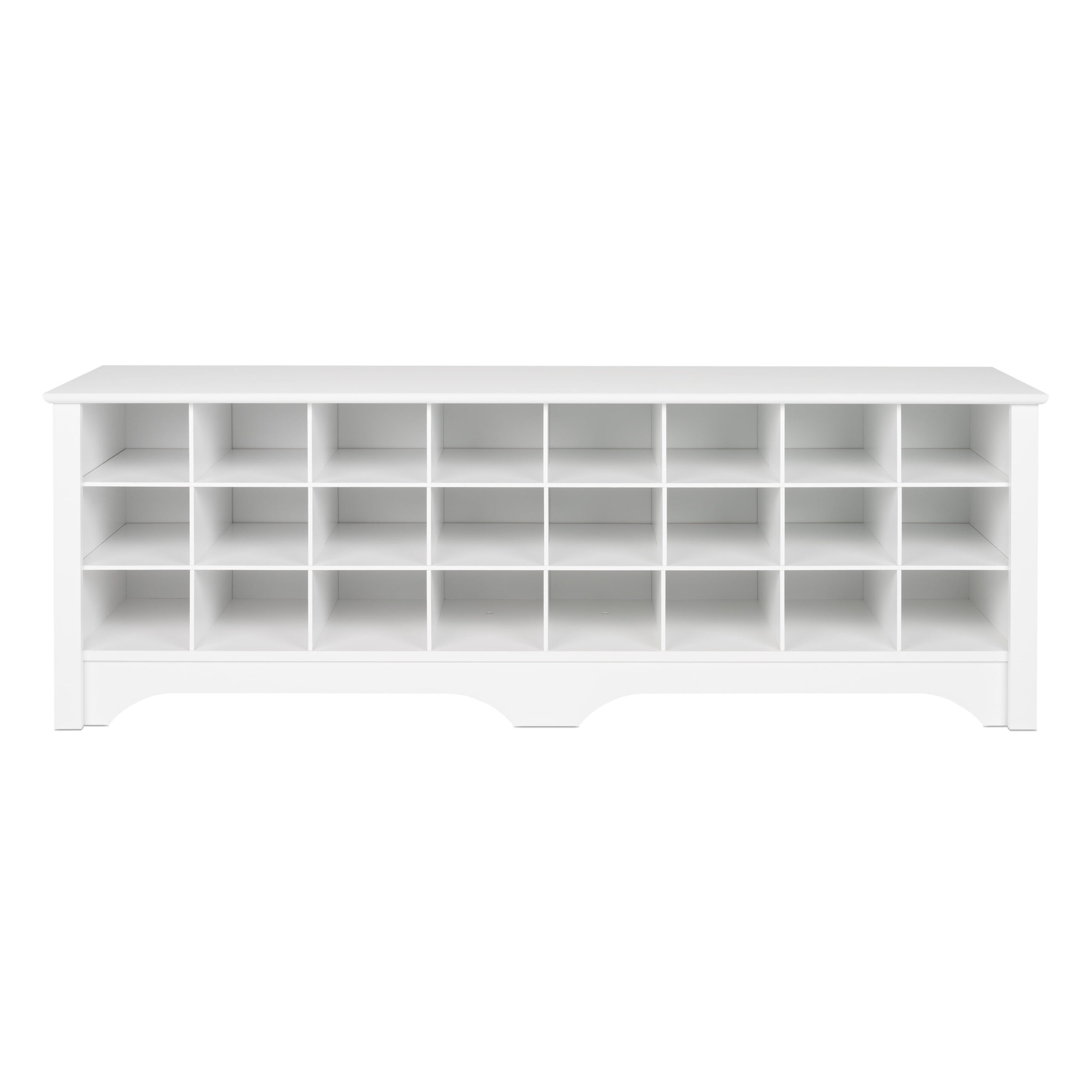 24 Shoe Cubby Wide Hall Bench, White