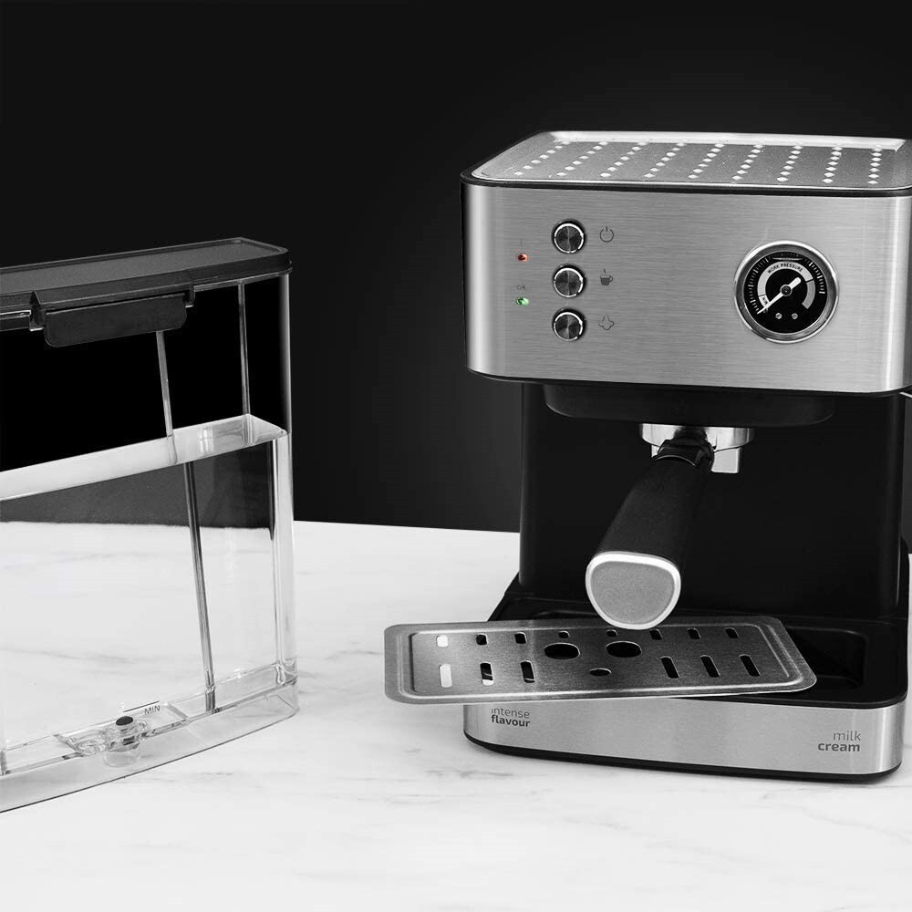 Barista Espresso Machine 2900W, 20-Bar Pressure, Dual Thermoblock, 2.7L Tank, Stainless Steel, Integrated Grinder & Steamer
