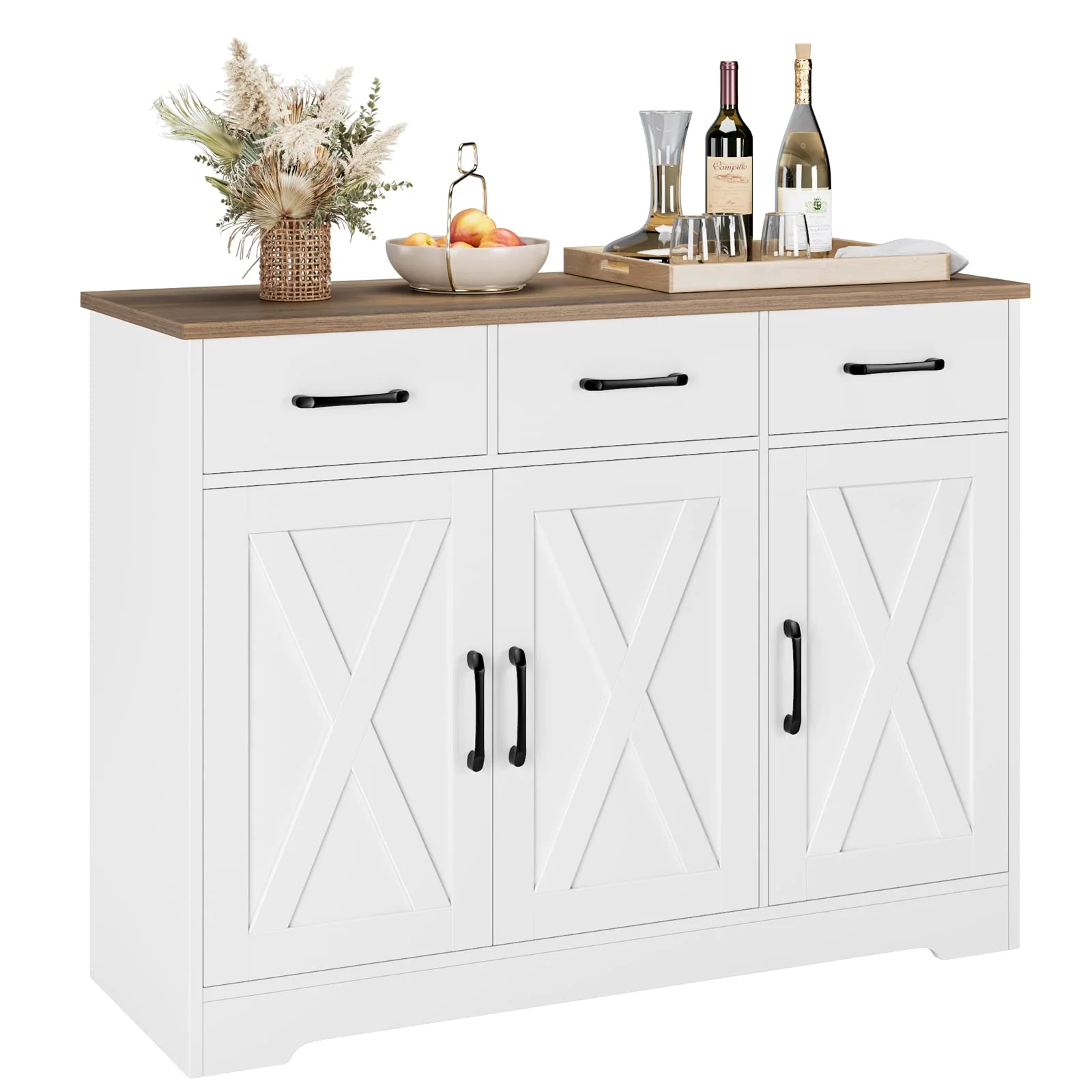 HOSTACK Modern Farmhouse Sideboard Buffet Cabinet