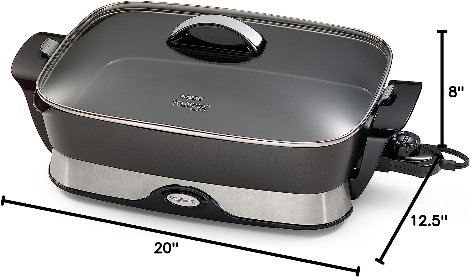 06857 16-inch Electric Foldaway Skillet, Black