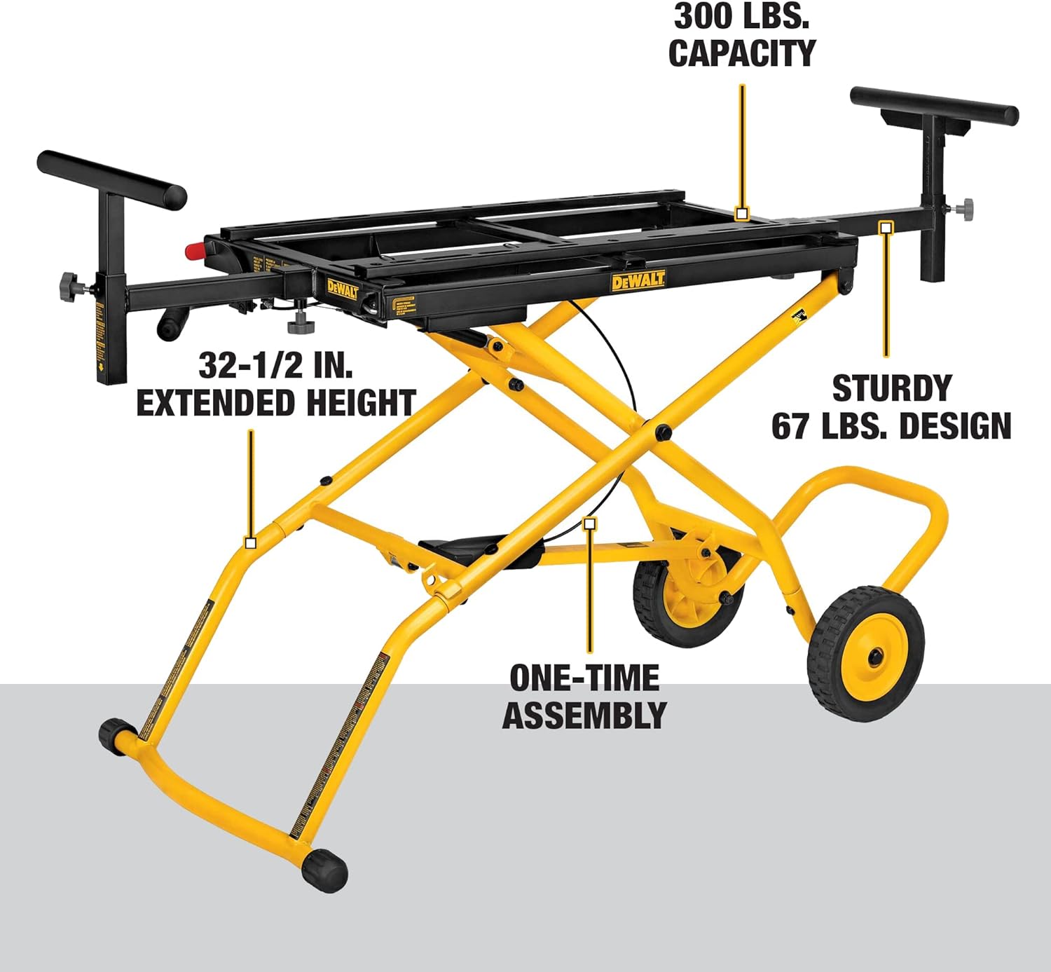 Miter Saw Stand With Wheels (DWX726), Yellow