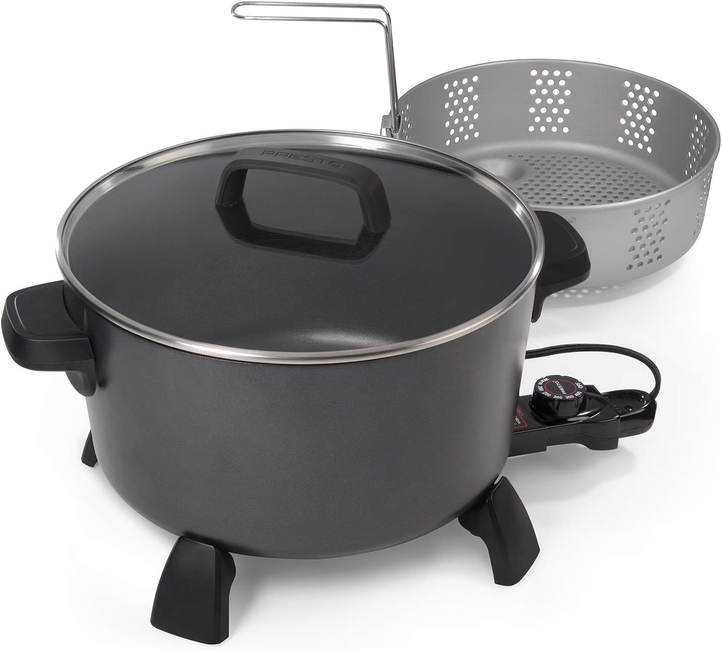 06009 10-quart Kitchen Kettle XL steamer Multi-Cooker, Black
