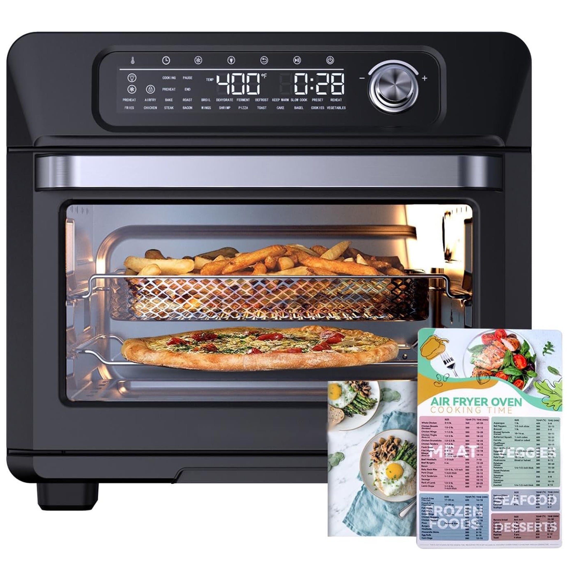 TaoTronics Air Fryer, 26 QT Extra Large Capacity Toaster Oven 24 in 1 Combo, 1700W, Stainless Steel