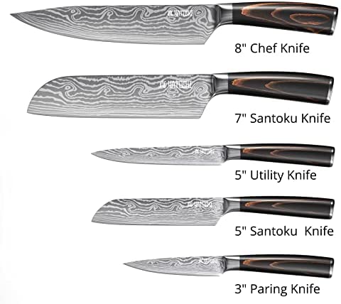 Yatoshi 7 Knife Block Set – Pro Kitchen Knife Set Ultra Sharp High Carbon Stainless Steel with Ergonomic Handle